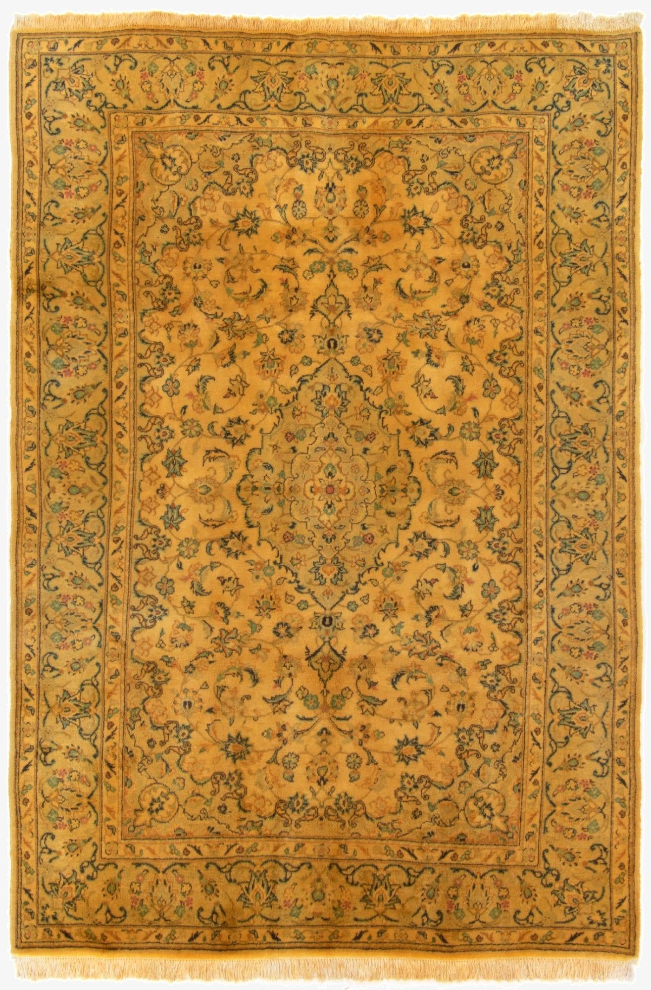 6' 3 x 9' 3  Hand Knotted Kashan Persian Wool Rug
