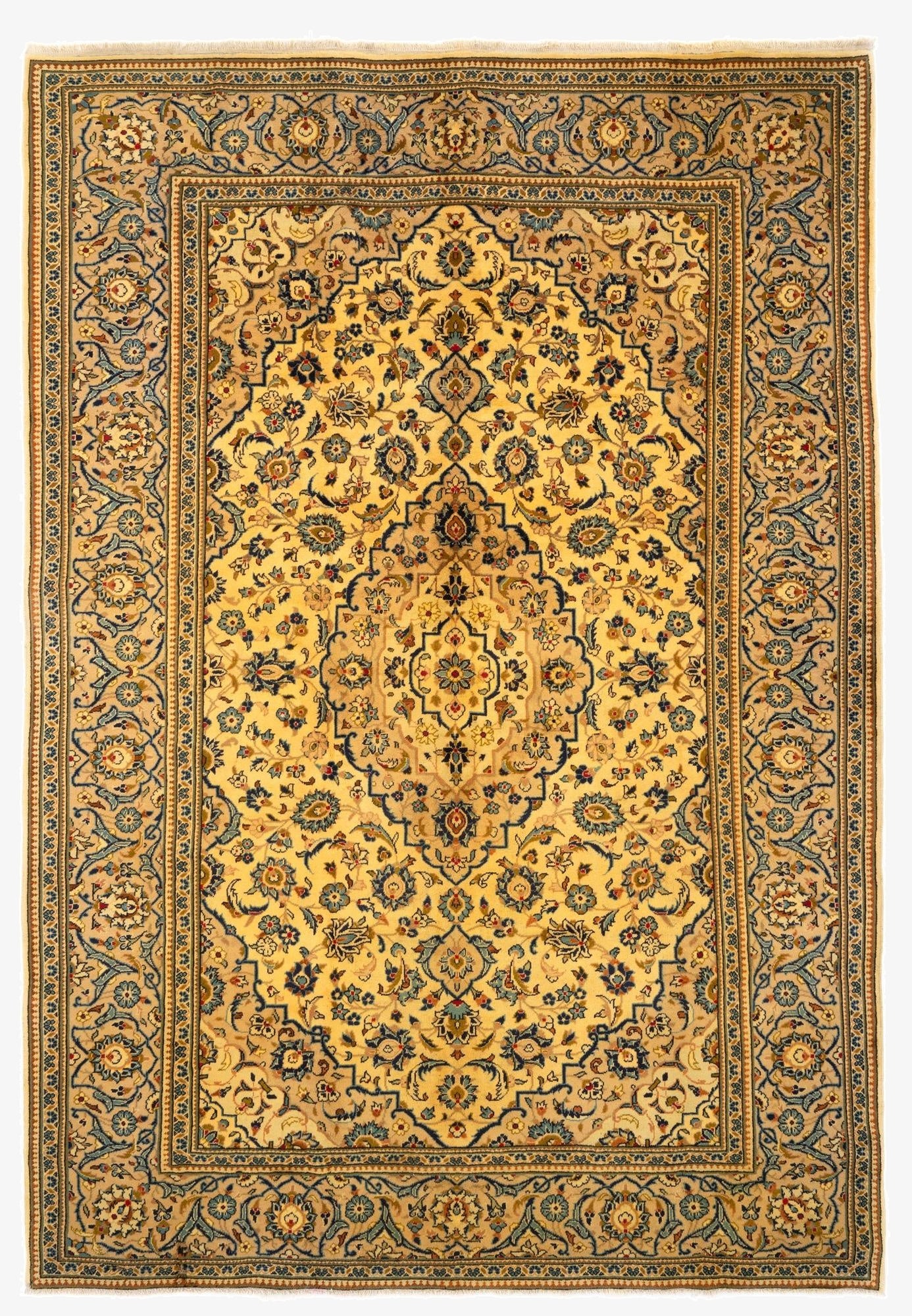 8' x 11' 10  Hand Knotted Kashan Persian Wool Rug