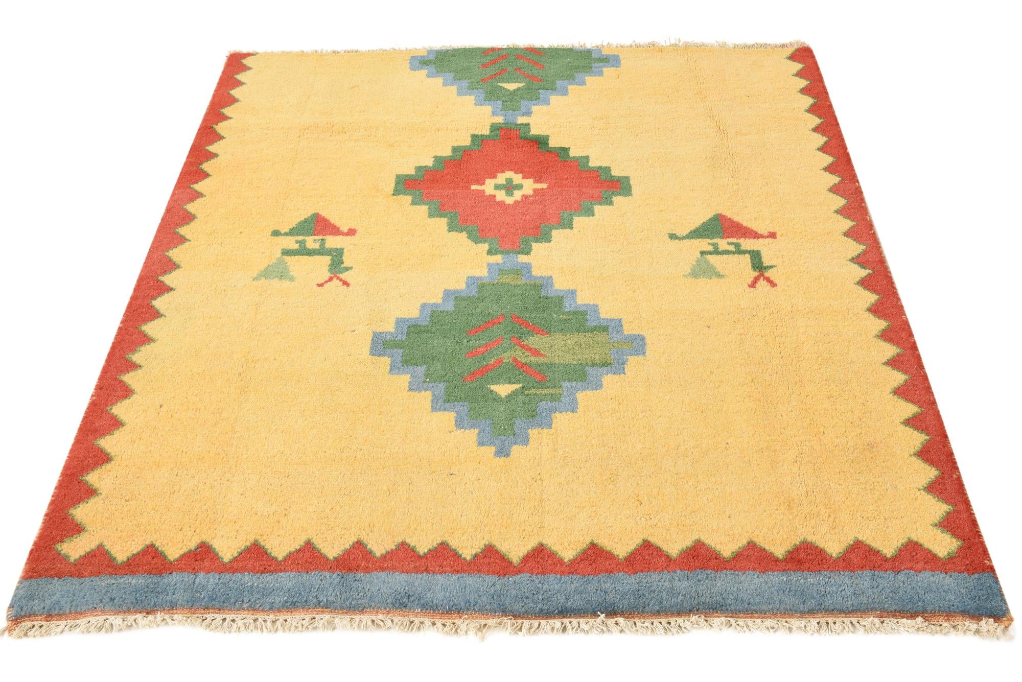4' 9 x 5' 1 Hand Knotted Kashkuli Gabbeh Wool Rug