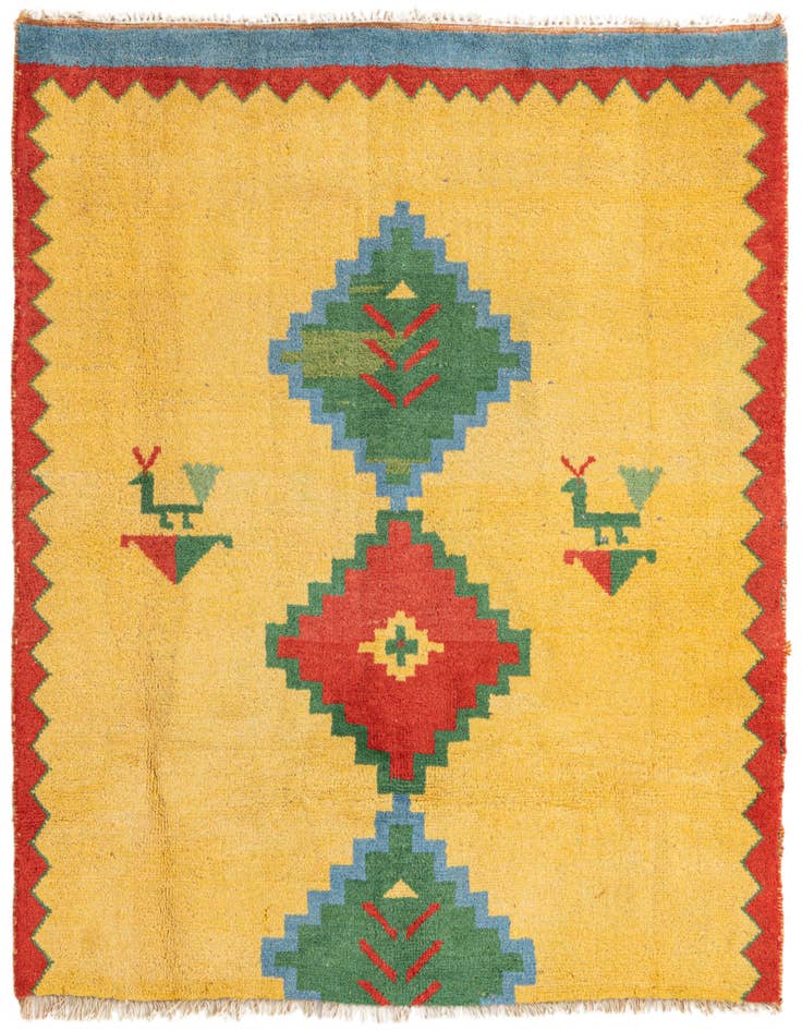 Detail image of 4' 9 x 5' 1 Hand Knotted Kashkuli Gabbeh Wool Rug