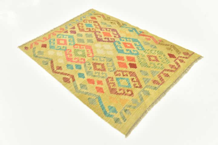 2' 10 x 4' Hand Woven Kilim Maymana Wool Rug