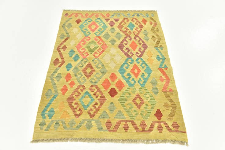 Detail image of 2' 10 x 4' Hand Woven Kilim Maymana Wool Rug