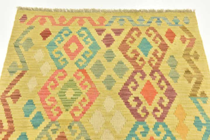 2' 10 x 4' Hand Woven Kilim Maymana Wool Rug