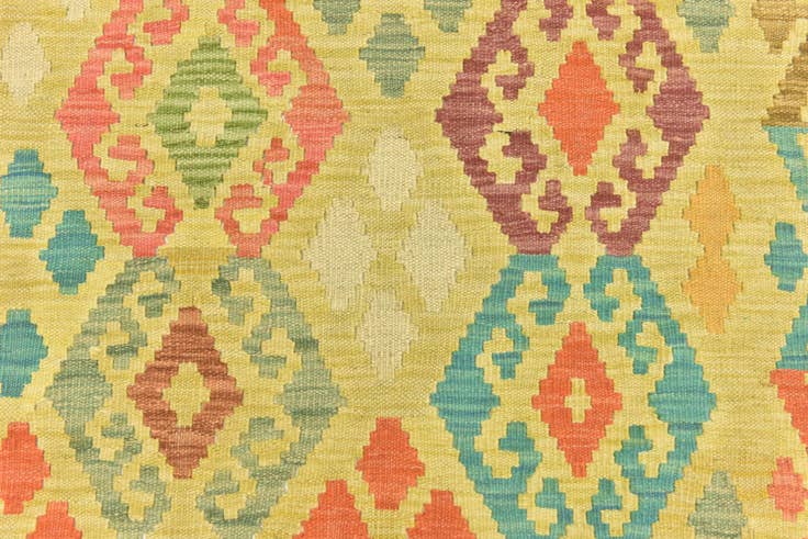 Detail image of 2' 10 x 4' Hand Woven Kilim Maymana Wool Rug