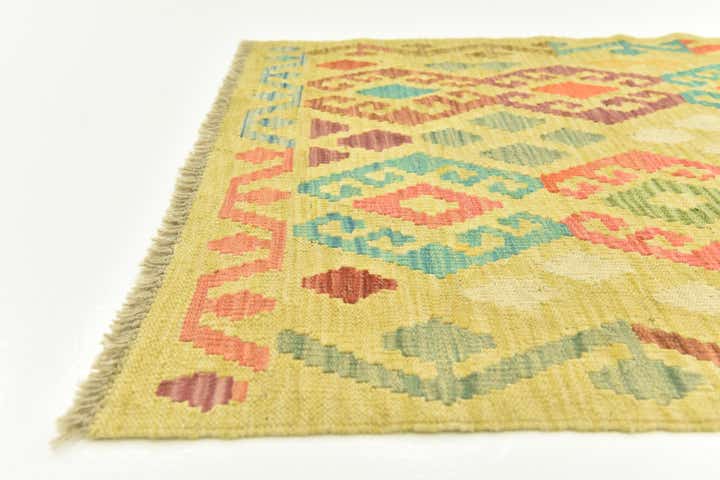 2' 10 x 4' Hand Woven Kilim Maymana Wool Rug