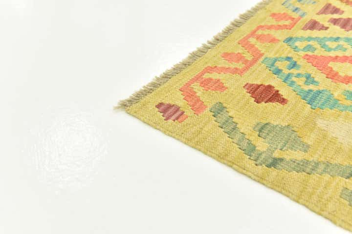 2' 10 x 4' Hand Woven Kilim Maymana Wool Rug