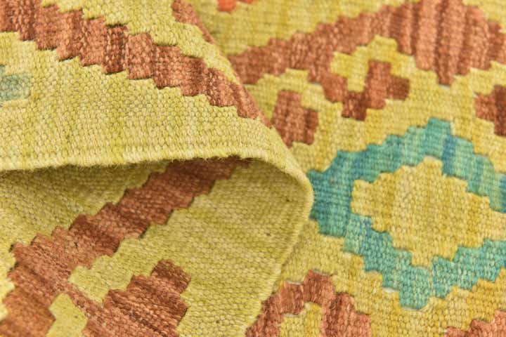 2' 10 x 4' Hand Woven Kilim Maymana Wool Rug