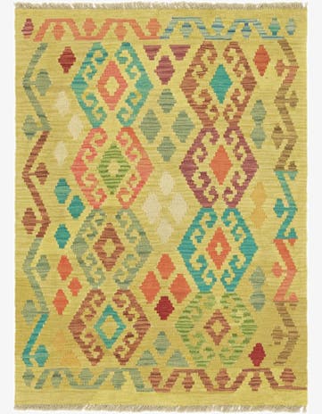 2' 10 x 4' Hand Woven Kilim Maymana Wool Rug