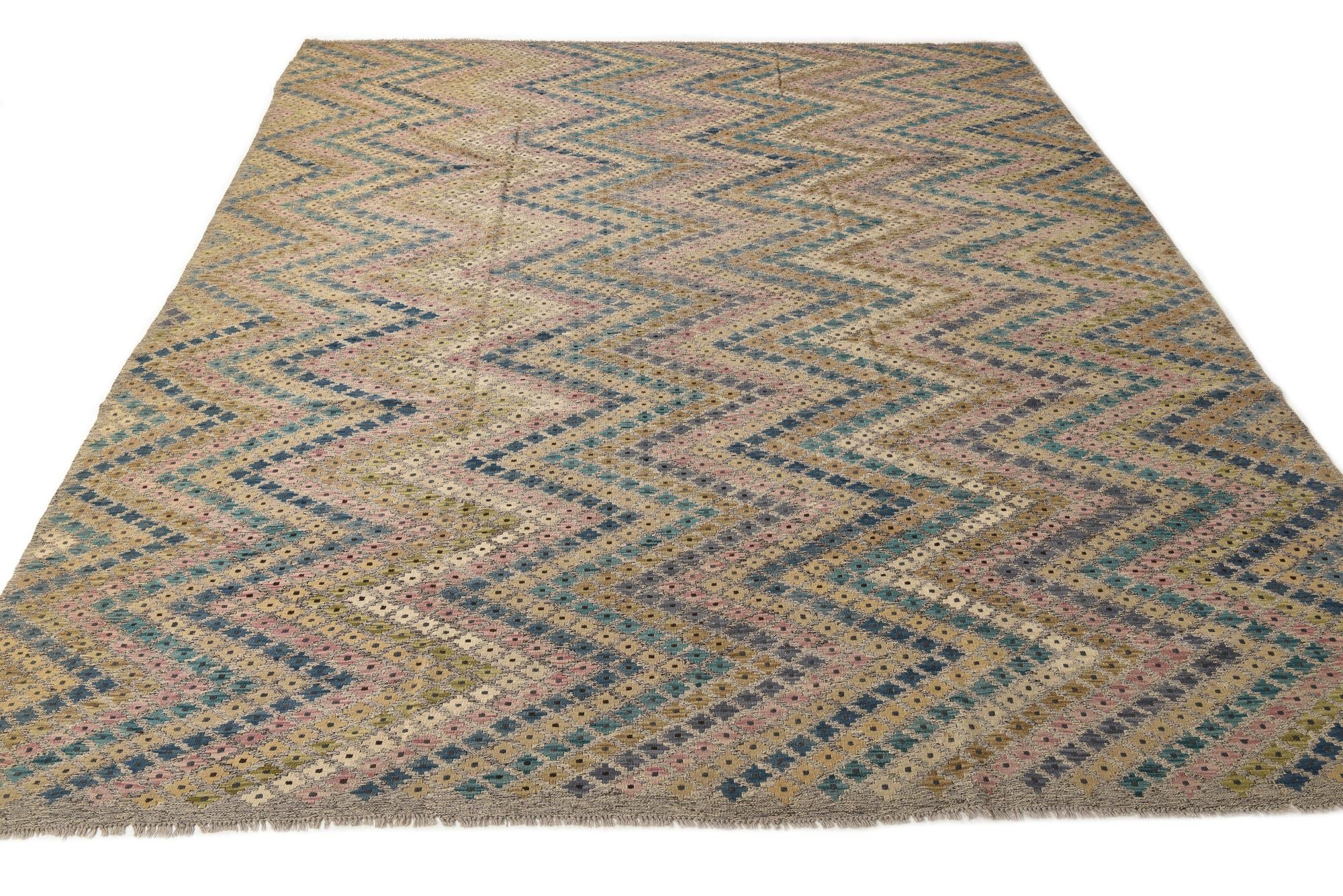 10' 5 x 12' 6 Hand Woven Kilim Modern Wool Rug