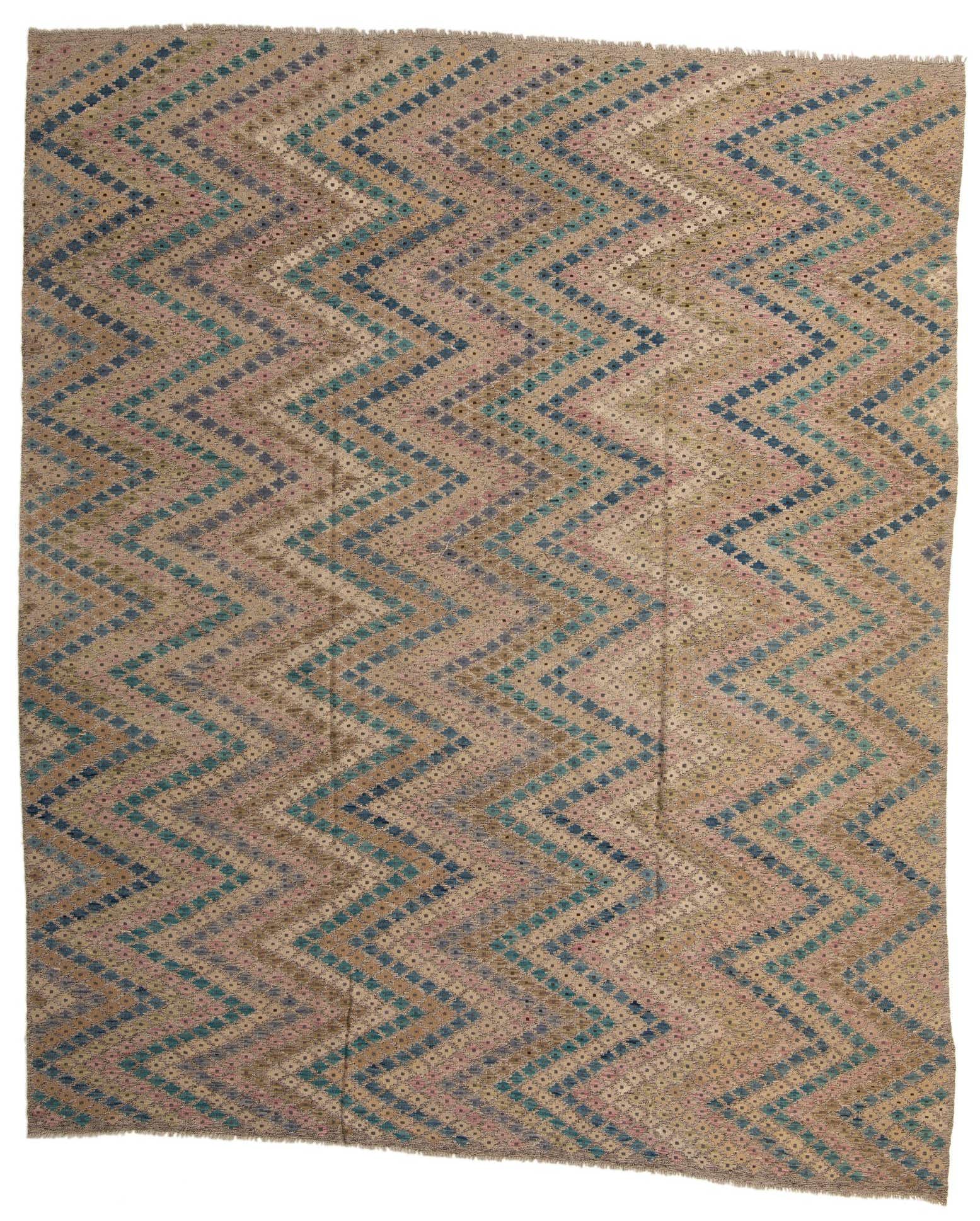 10' 5 x 12' 6 Hand Woven Kilim Modern Wool Rug