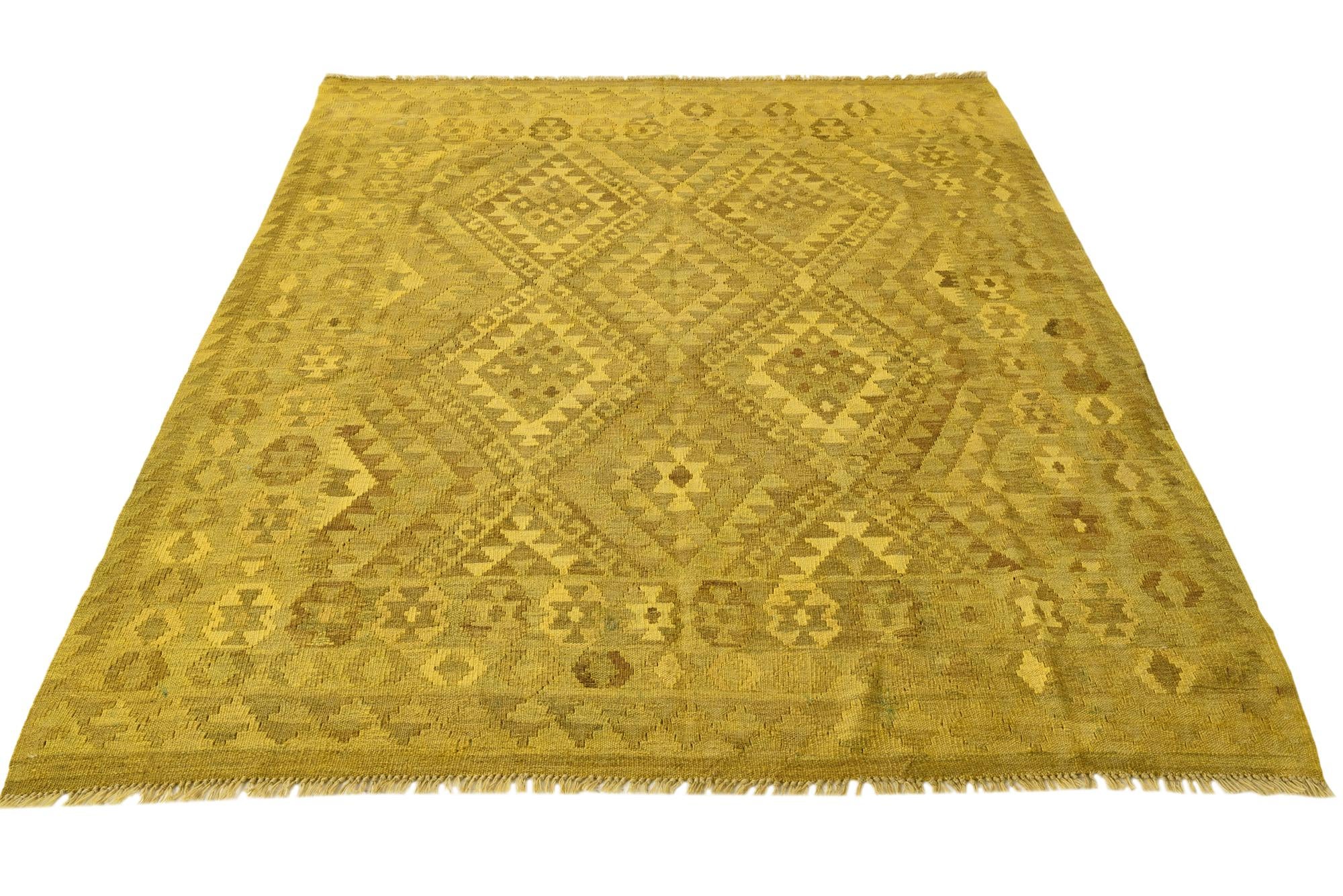 5' 3 x 6' 4 Hand Woven Kilim Modern Wool Rug