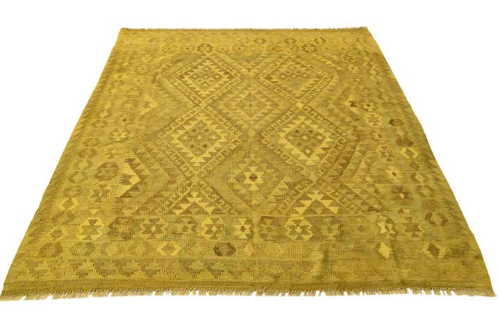 5' 3 x 6' 4 Hand Woven Kilim Modern Wool Rug