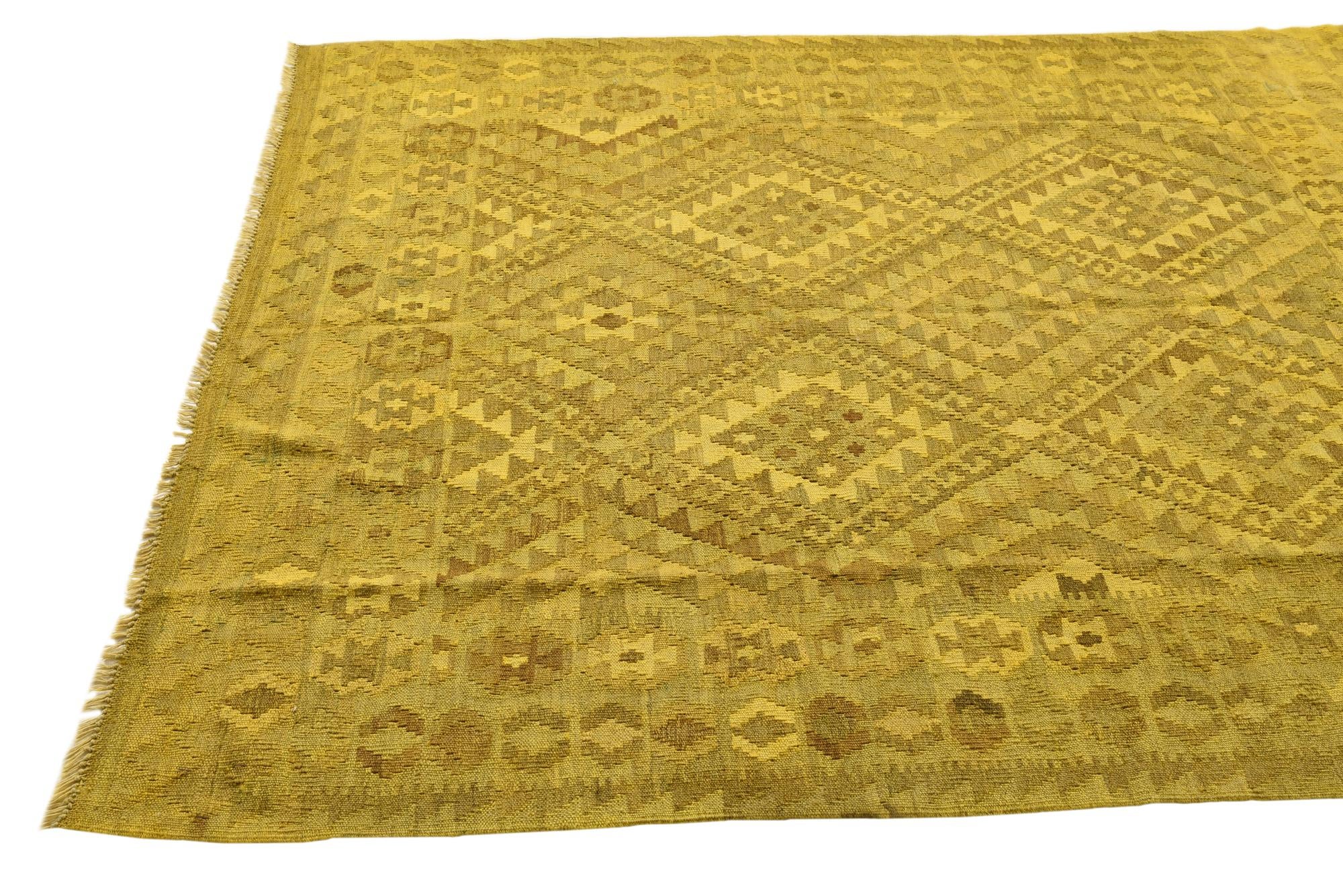 5' 3 x 6' 4 Hand Woven Kilim Modern Wool Rug