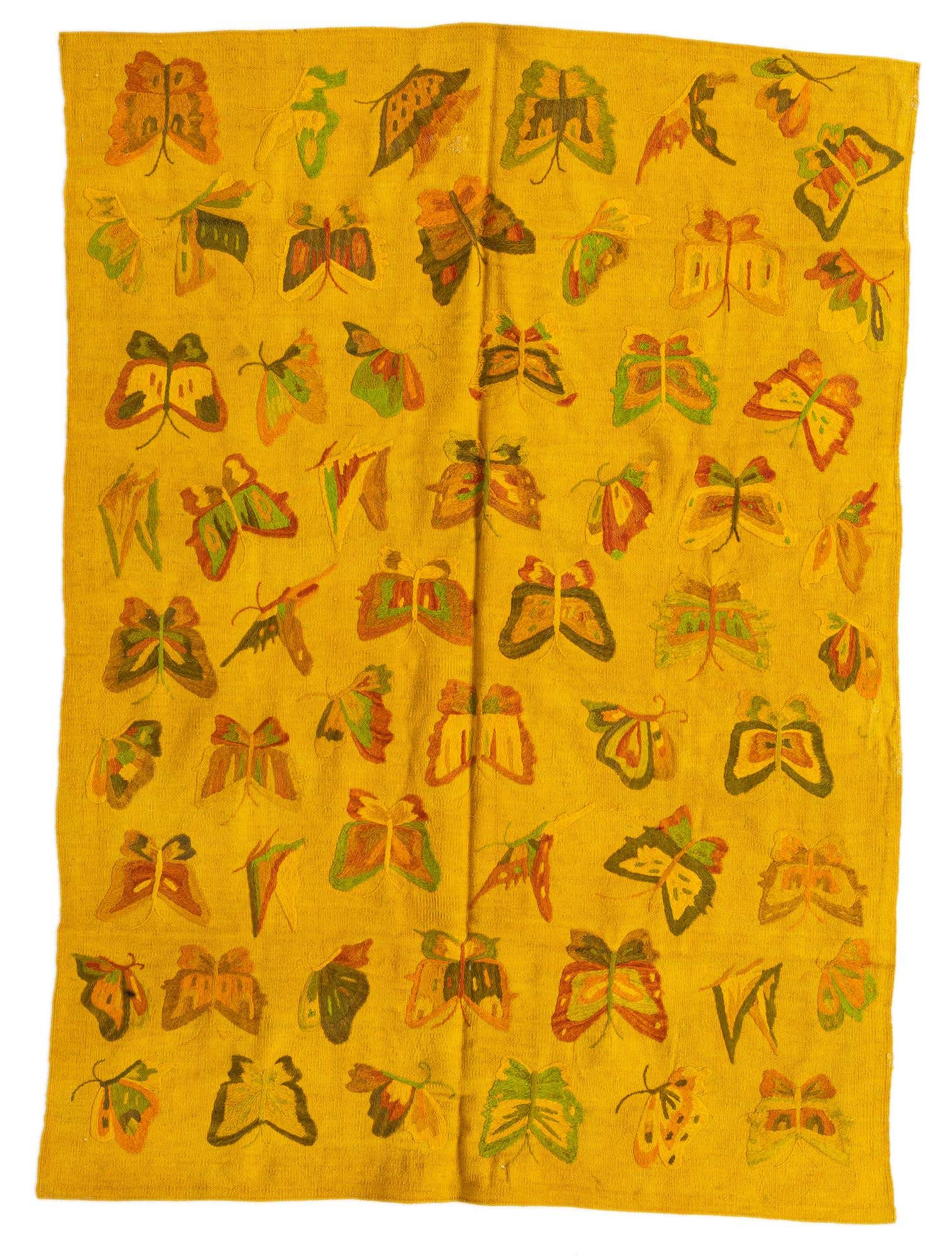 4' 9 x 6' 6 Hand Woven Kilim Suzani Wool Rug