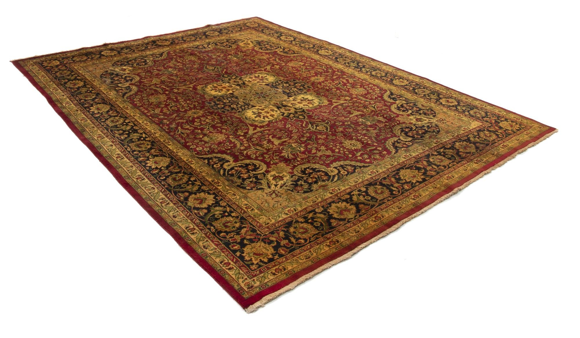 9' 9 x 12' 4 Hand Knotted Mashad Persian Wool Rug