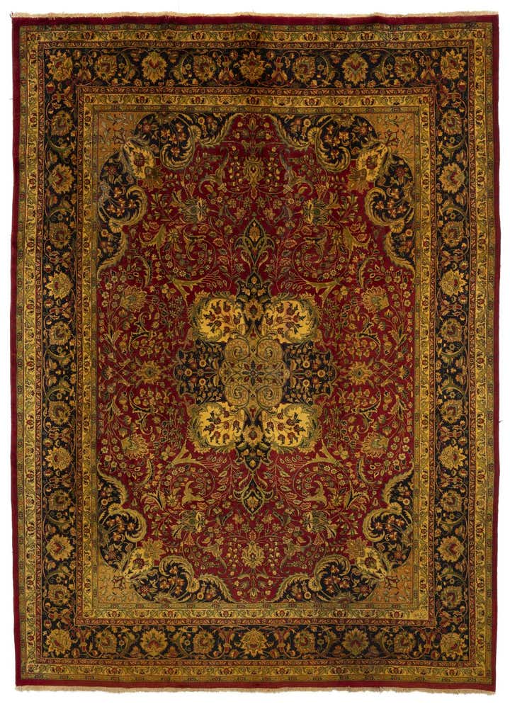 9' 9 x 12' 4 Hand Knotted Mashad Persian Wool Rug