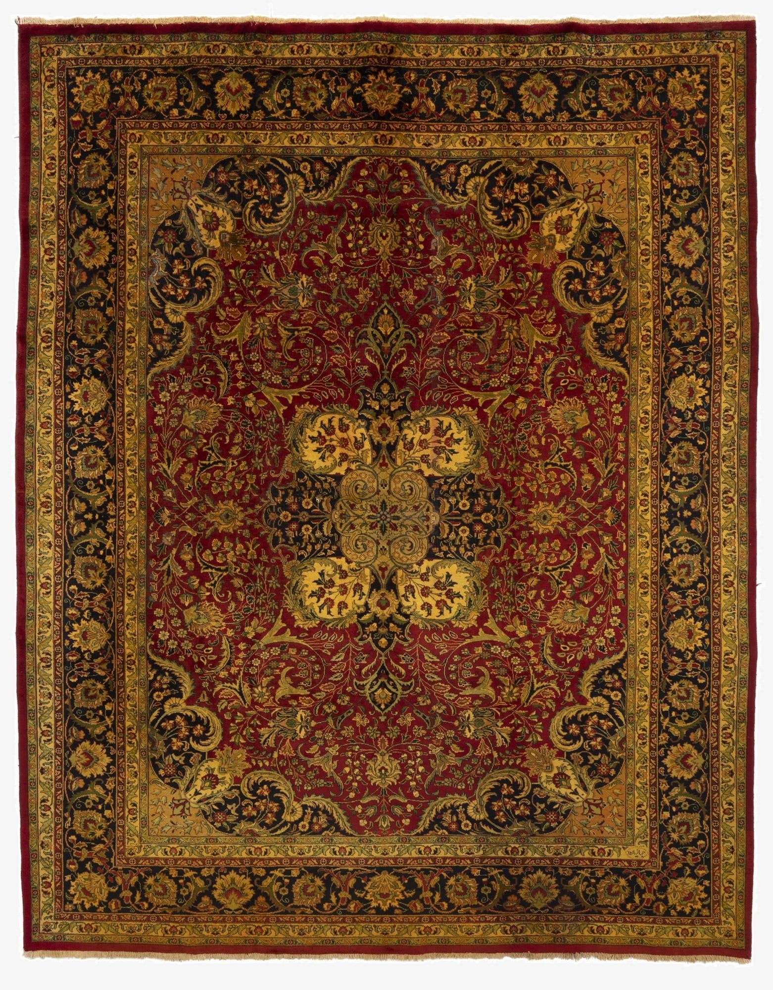 9' 9 x 12' 4  Hand Knotted Mashad Persian Wool Rug