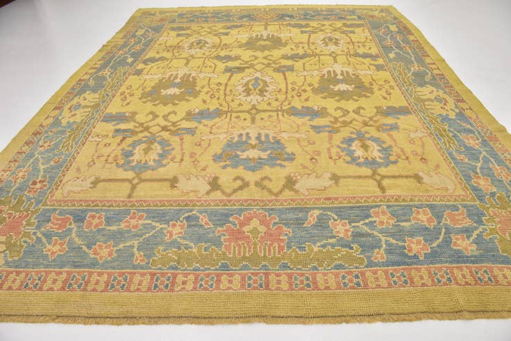 Detail image of 10' 9 x 13' 7 Hand Knotted Oushak Wool Rug