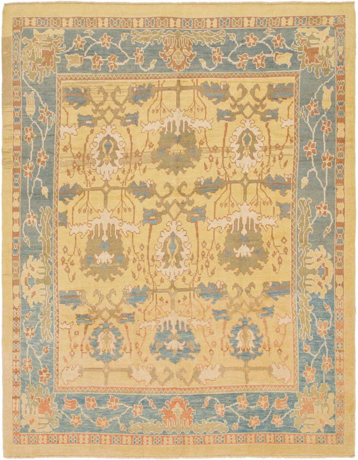 Detail image of 10' 9 x 13' 7 Hand Knotted Oushak Wool Rug