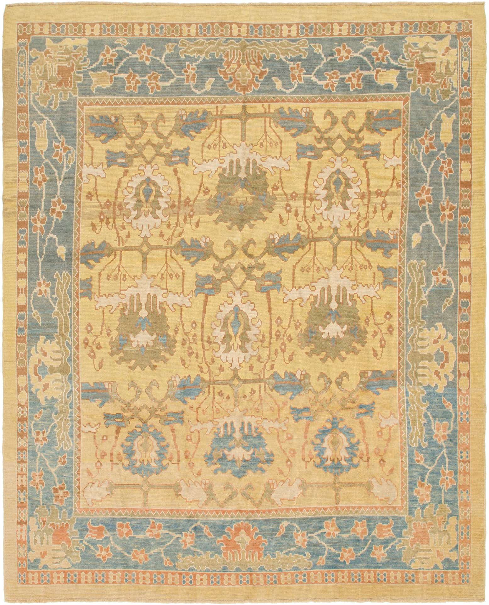 10' 9 x 13' 7 Hand Knotted Oushak Wool Rug