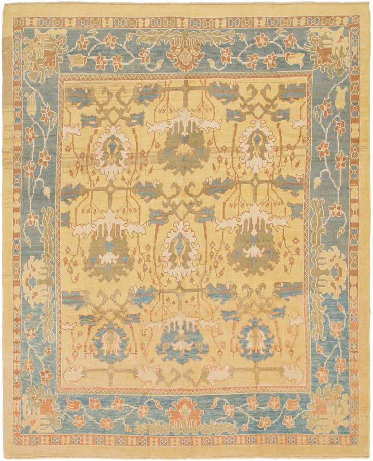 Detail image of 10' 9 x 13' 7 Hand Knotted Oushak Wool Rug