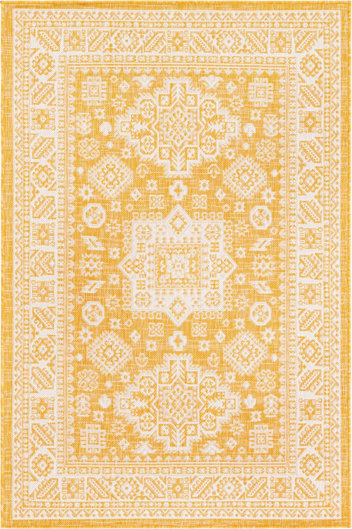 Primary image 4' x 6'  Washable Aztec Indoor / Outdoor Rug