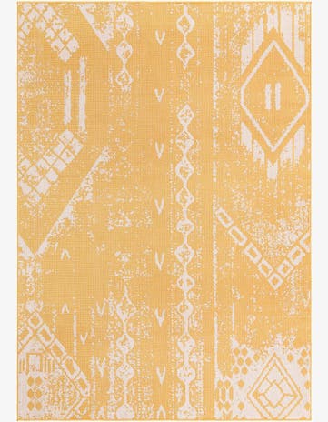 Yellow Easy-Clean Bohemian Indoor / Outdoor Rug
