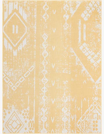 Yellow Easy-Clean Bohemian Indoor / Outdoor Rug