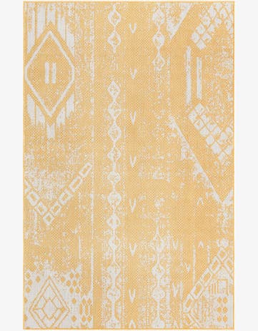 Yellow Easy-Clean Bohemian Indoor / Outdoor Rug