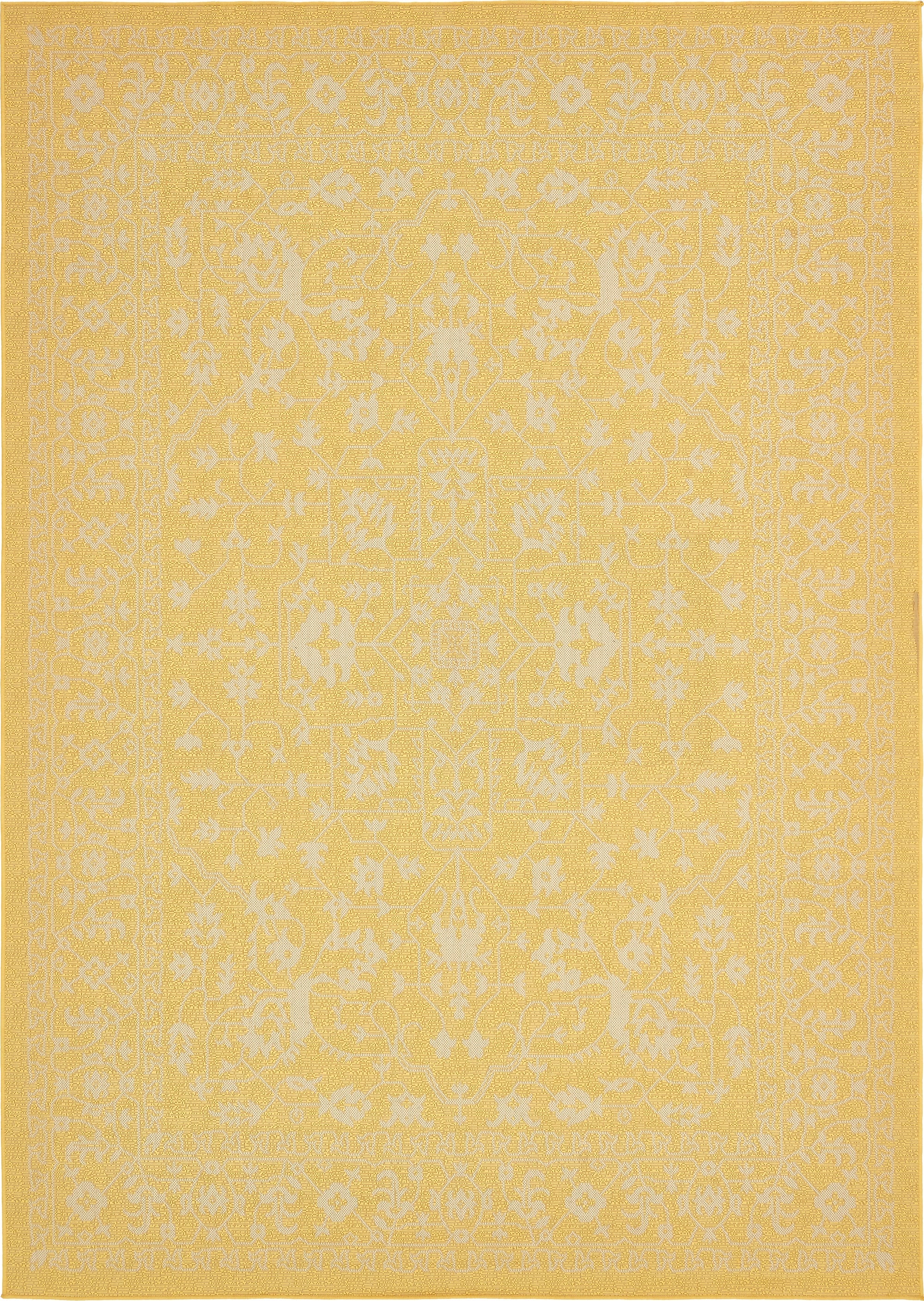 Yellow 9' x 12' Washable Botanical Indoor / Outdoor Rug | Rugs.com