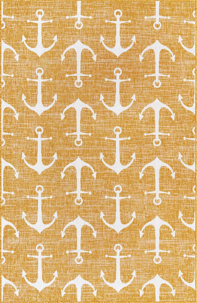 Custom Yellow Easy-Clean Coastal Indoor / Outdoor Rug
