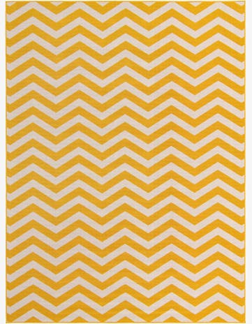 Yellow Easy-Clean Coastal Indoor / Outdoor Rug