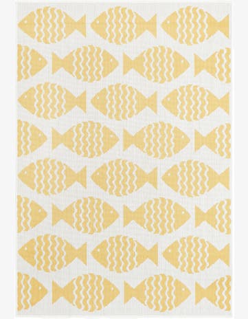 Yellow Easy-Clean Coastal Indoor / Outdoor Rug