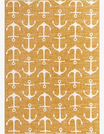 Yellow Easy-Clean Coastal Indoor / Outdoor Rug