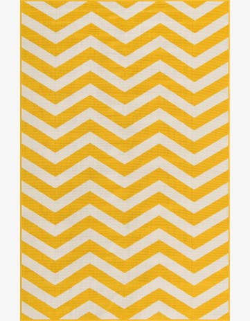 Yellow Easy-Clean Coastal Indoor / Outdoor Rug