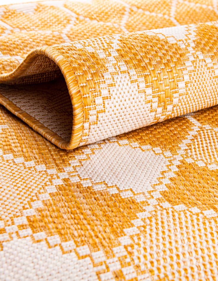 Detail image of Custom Yellow Washable Lattice Indoor / Outdoor Rug