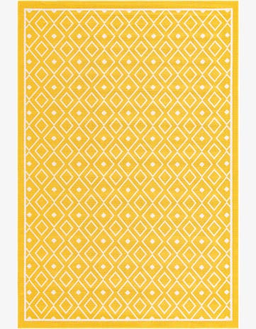Yellow Easy-Clean Lattice Indoor / Outdoor Rug