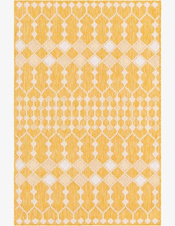 Yellow Easy-Clean Lattice Indoor / Outdoor Rug