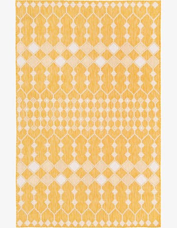 Yellow Easy-Clean Lattice Indoor / Outdoor Rug