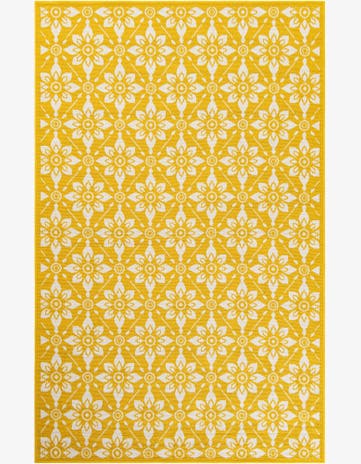 Yellow Easy-Clean Lattice Indoor / Outdoor Rug