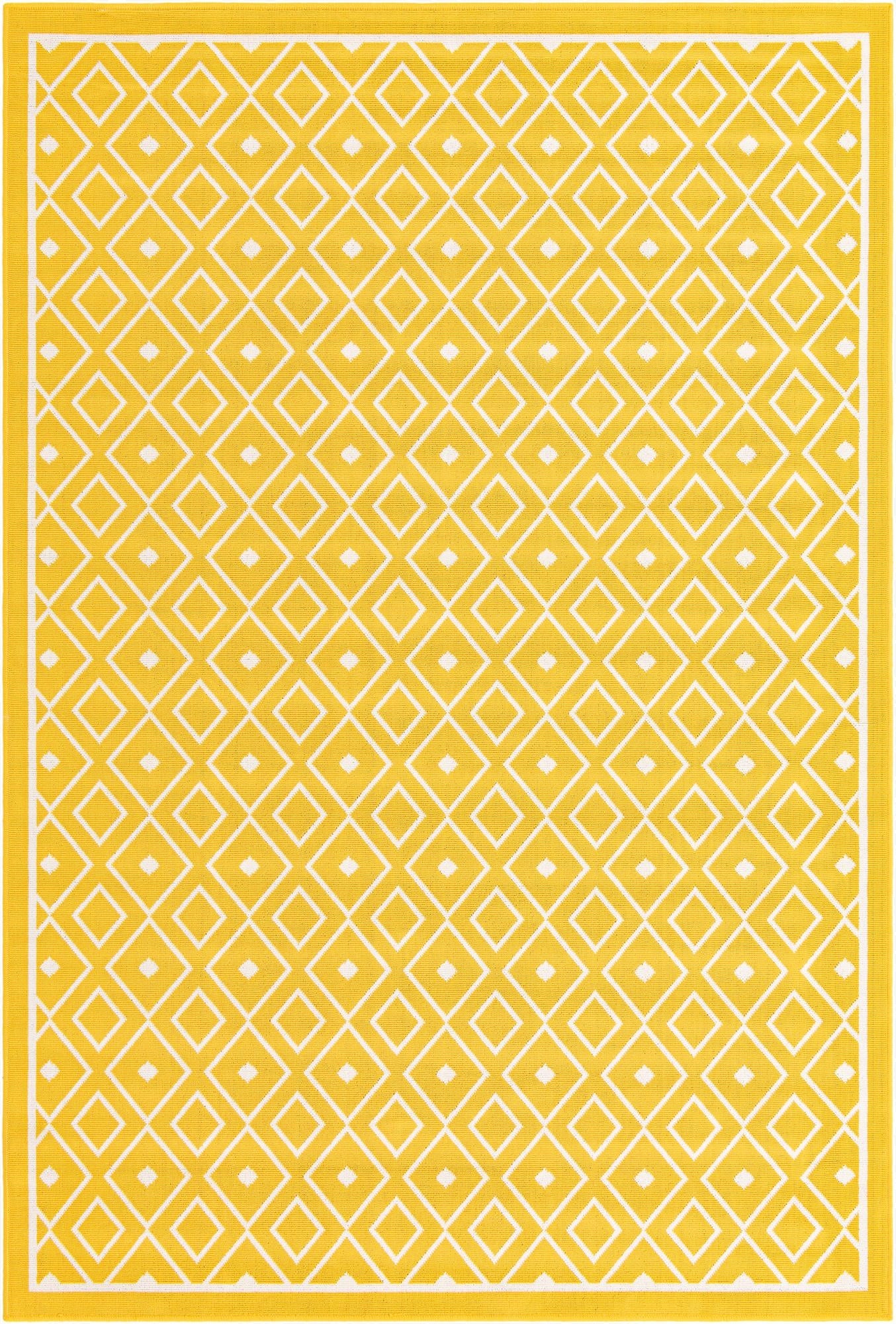 Yellow Easy-Clean Lattice Indoor / Outdoor Rug