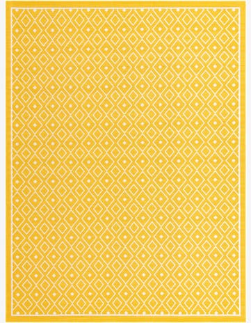 Yellow Easy-Clean Lattice Indoor / Outdoor Rug