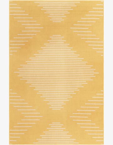 Yellow Easy-Clean Modern Indoor / Outdoor Rug