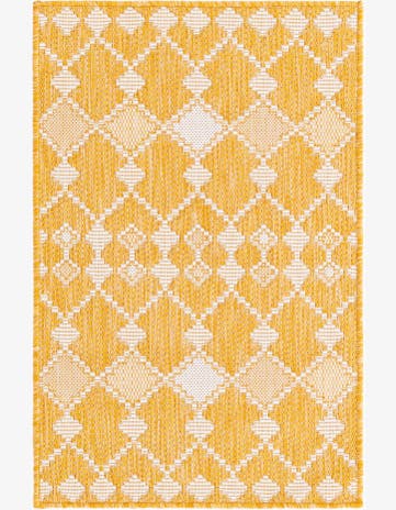 Yellow Easy-Clean Trellis Indoor / Outdoor Rug
