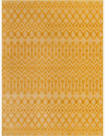 Yellow Easy-Clean Trellis Textured Indoor / Outdoor Rug