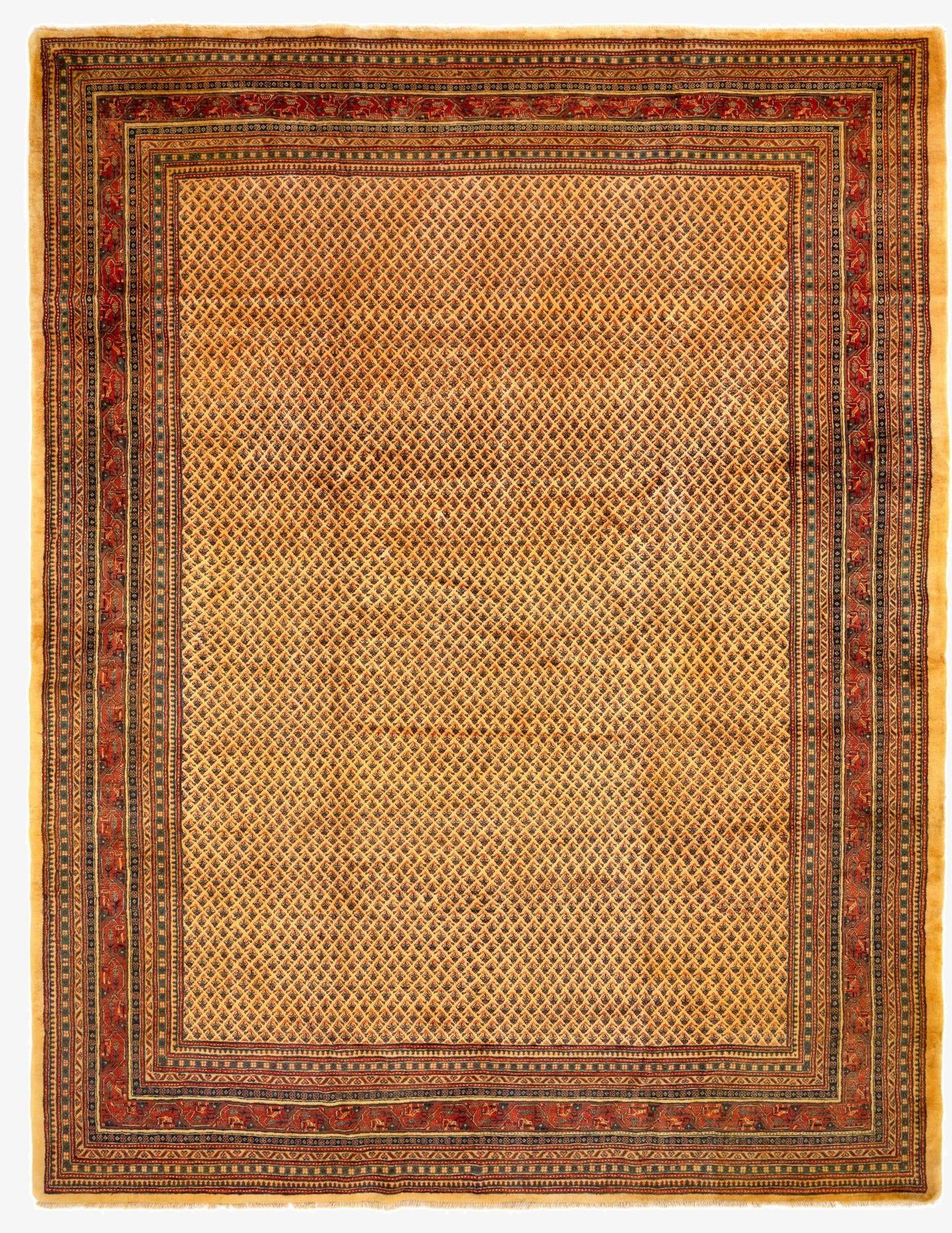 9' 8 x 12' 10  Hand Knotted Sarough Mir Persian Wool Rug