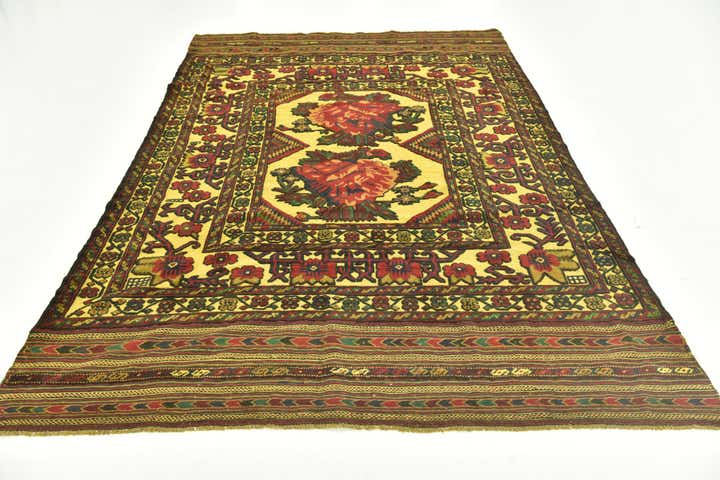 6' 3 x 9' 8 Hand Knotted Sumak Wool Rug