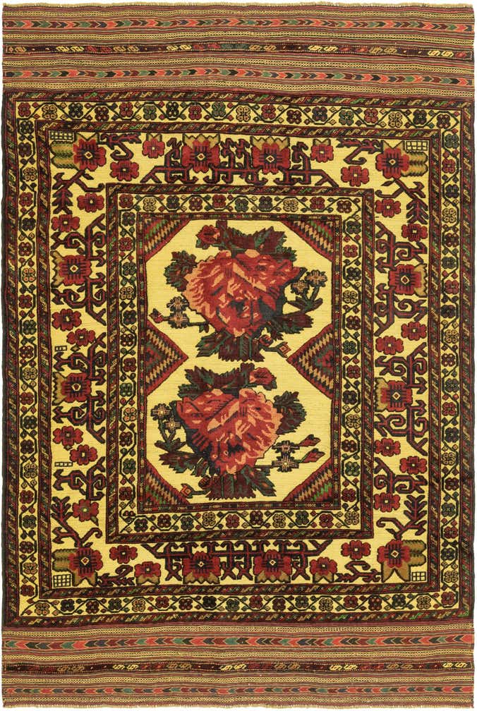 6' 3 x 9' 8 Hand Knotted Sumak Wool Rug