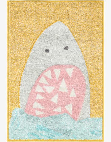 Yellow Shark Whimsy Kids Rug