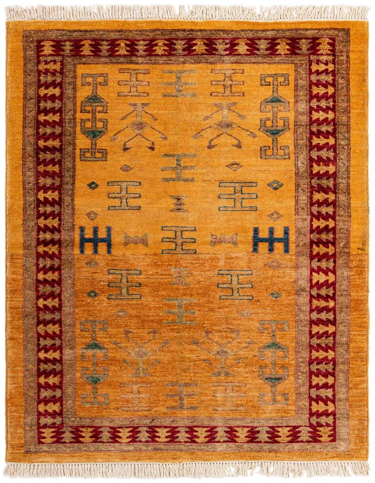 Detail image of 3' 5 x 4' 10 Hand Knotted Ziegler Wool Rug